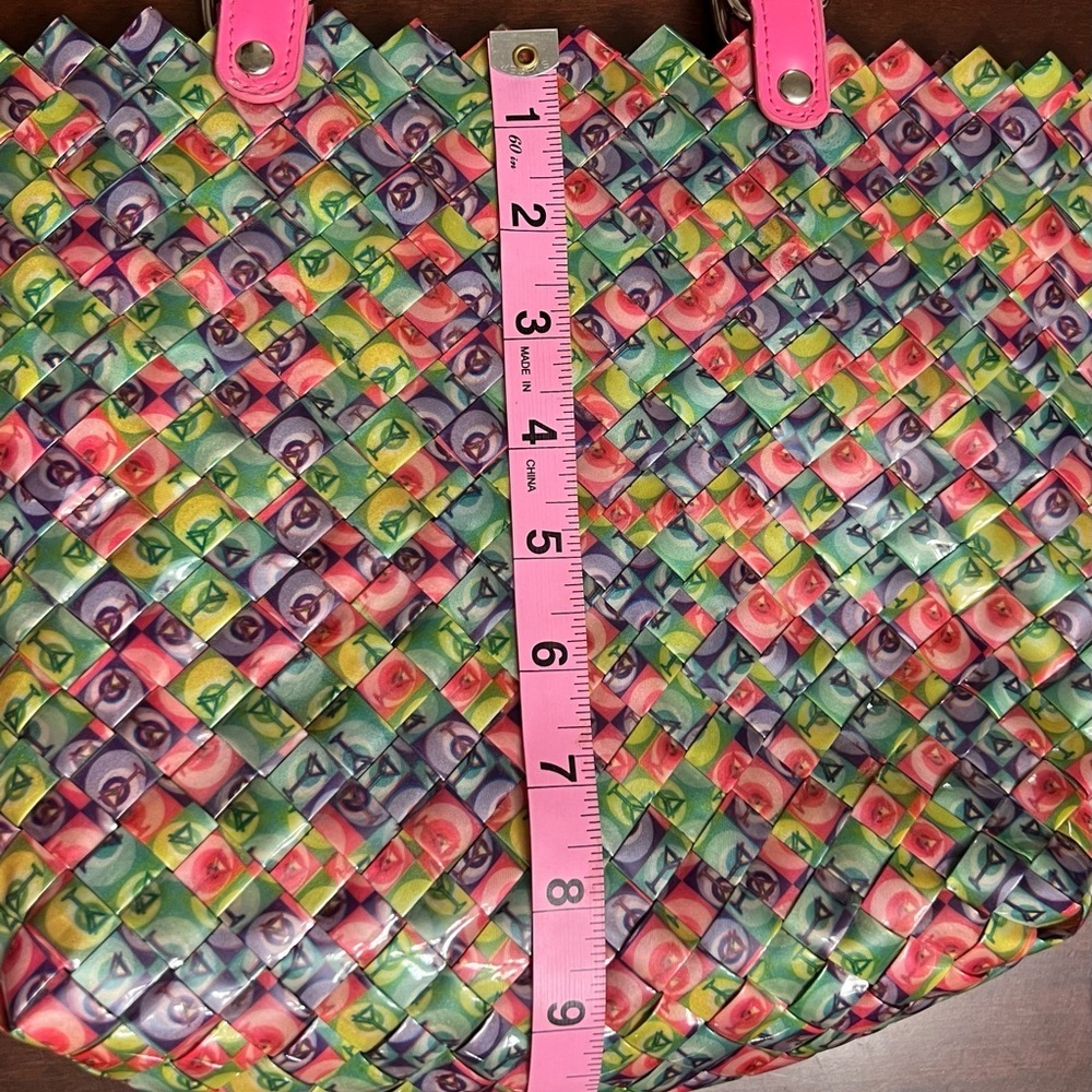 Prezzo bag #3407 Martini woven colorful fun candy wrapper style pink handle rare - Picture 9 of 9